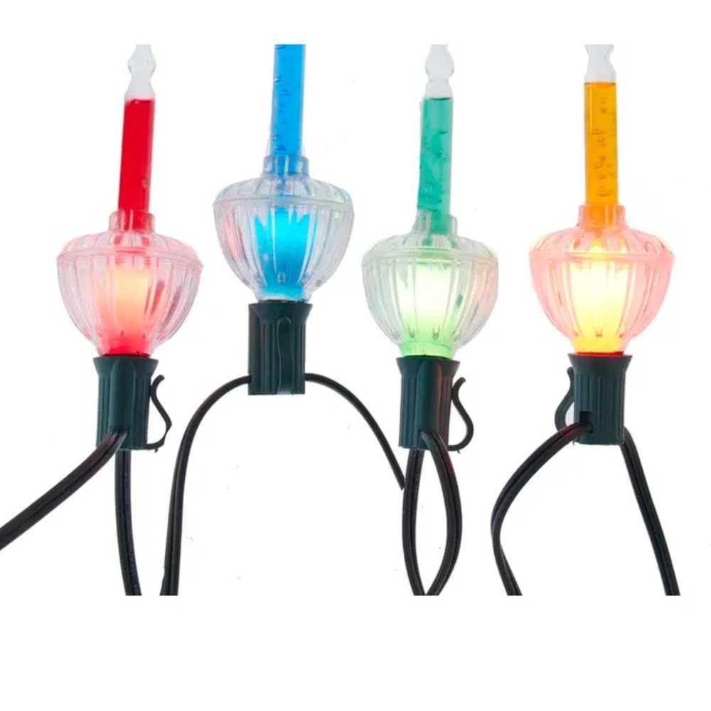 Kurt Adler Multicolor Rainbow Bubble 7 Light String Set Christmas Vintage Insp
